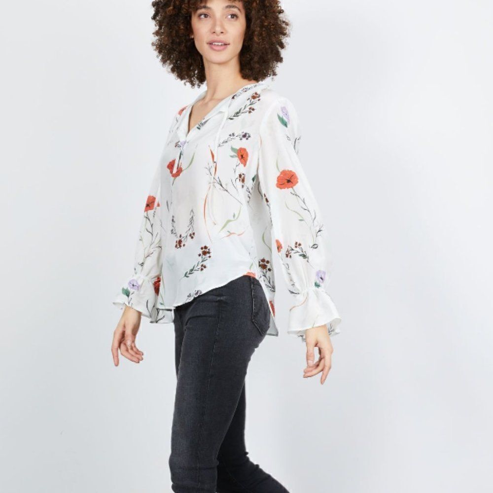 Tucker Juliette Blouse Morning Floral in Crepe de Chine Silk Top